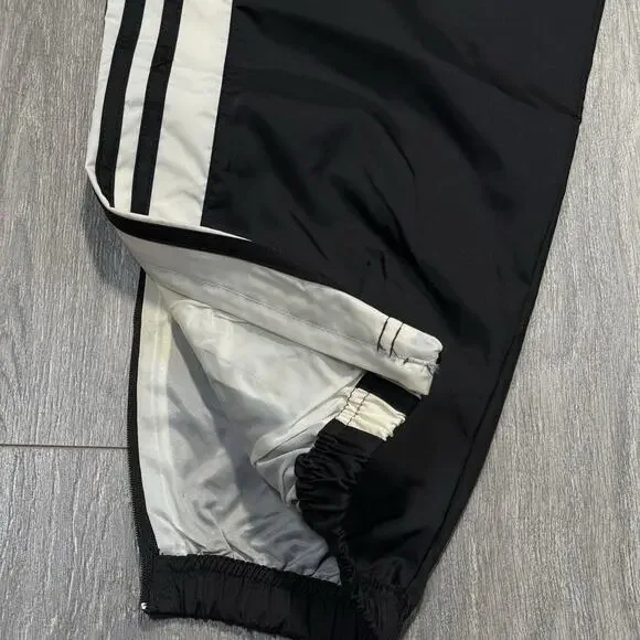Vintage Adidas Track Pants Mens Large Y2K Baggy Cotton Lined Windbreaker - Picture 4 of 9